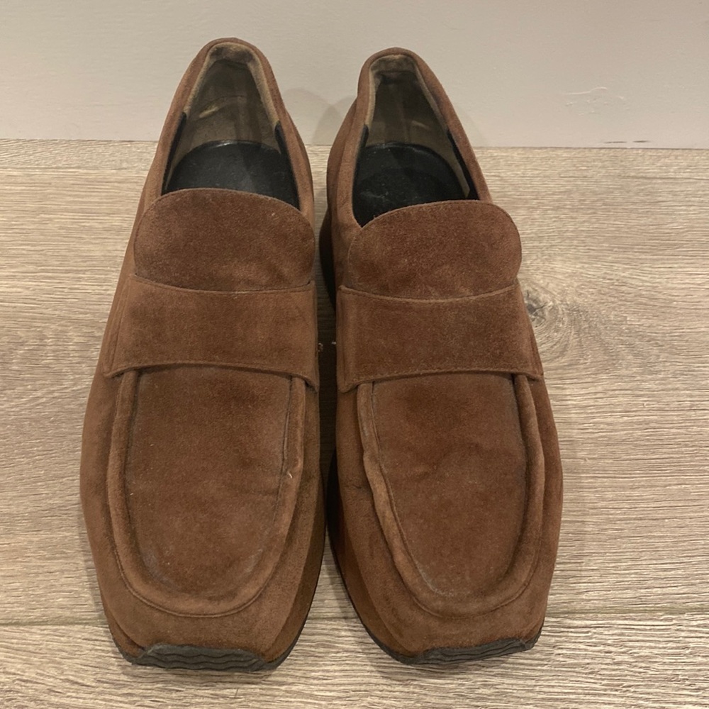Stephane Kelian Brown suede platform loafers size 7.5
